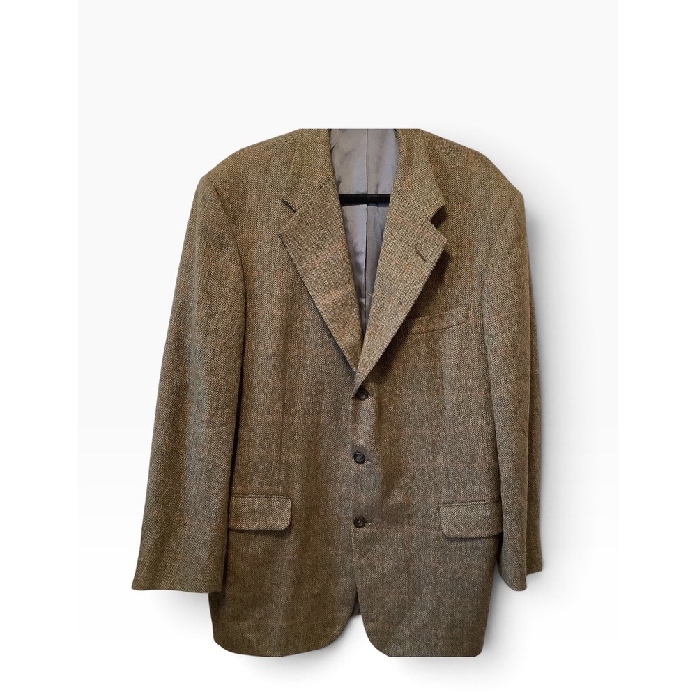 Tom James Men's Approx 44L Alpaca Wool Herringbone Tweed Sport Coat - Picture 1 of 6